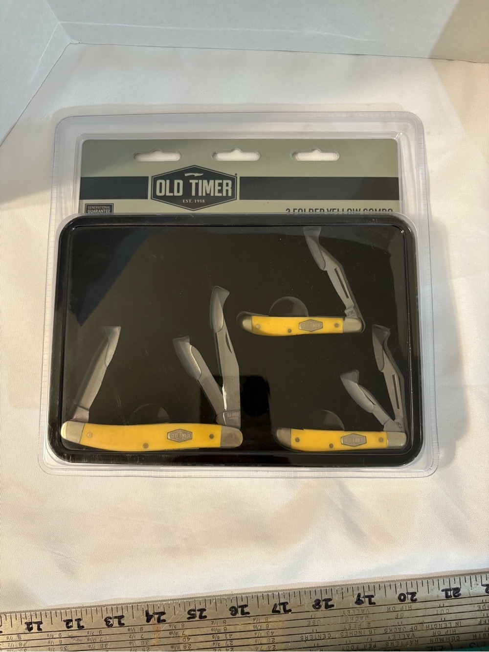 Old Timer knives 3 Yellow Combo set pocket stainless steel blades yellow handles